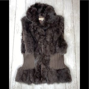Centre Ville Paris Zip Rabbit Fur vest Size Small